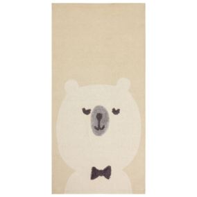 Tapis enfant imprimé ours en coton 80 x 150 cm beige SIMAU