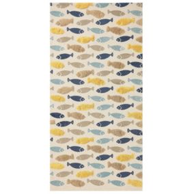 Tapis enfant imprimé poisson en coton 80 x 150 cm multicolore IPUH