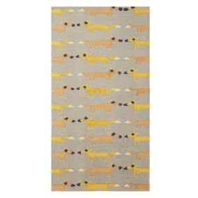 Tapis enfant imprimé renard en coton 80 x 150 cm gris BANKGO