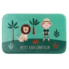 Tapis Enfant "Léo l'Explorateur" 45x75cm Vert