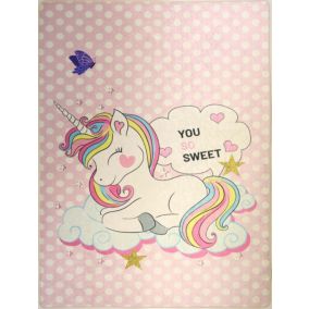 Tapis enfant LICORNE SWEET 80 x 150 cm - Rose