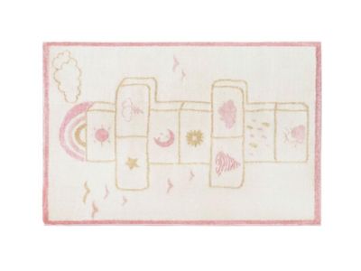 Tapis enfant marelle - 100 x 150 cm - beige, rose et lurex doré - FUNNY