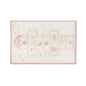 Tapis enfant marelle - 100 x 150 cm - beige, rose et lurex doré - FUNNY