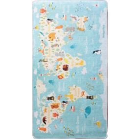 Tapis Enfant Monde, Bleu, Dimension: 100X150