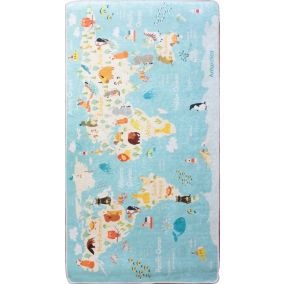 Tapis Enfant Monde, Bleu, Dimension: 80x150