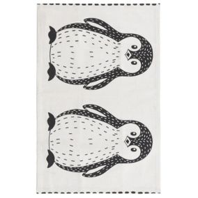 Tapis enfant motif pingouin noir / blanc 60 x 90 cm HAJDARABAD