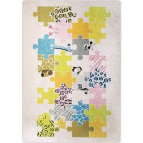 Tapis Enfant Puzzle Beige, Dimension: 100x150