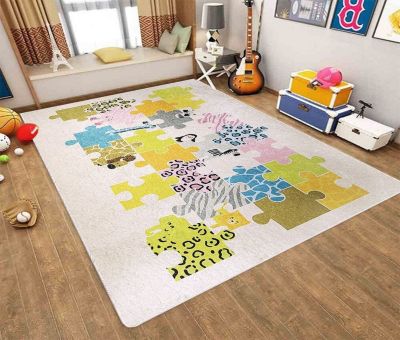 Tapis Enfant Puzzle Beige, Dimension: 100x150