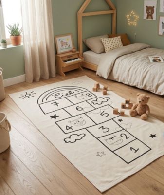Tapis enfant rectangulaire marelle beige 150 x 80 cm Atmosphera For Kids