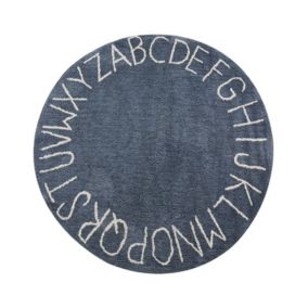 Tapis enfant rond en coton bleu 120 cm VURGUN