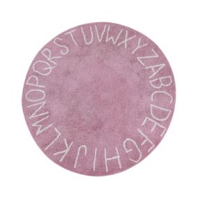 Tapis enfant rond en coton rose 120 cm VURGUN