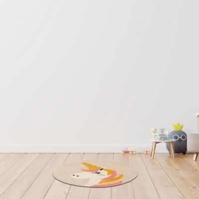 Tapis enfant rond licorne en coton 70x70cm