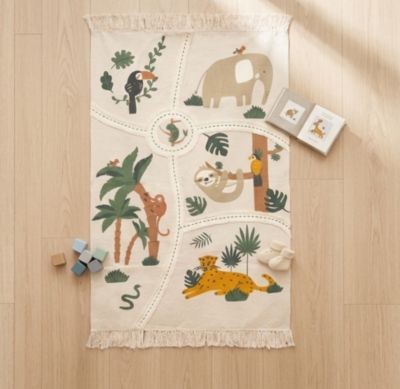 Tapis enfant tufté animaux jungle beige 100 x 150 cm Atmosphera For Kids