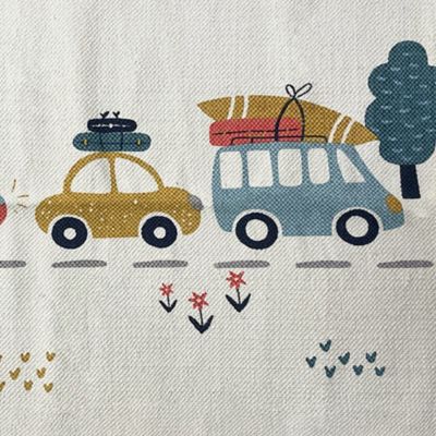 Tapis enfant voiture en coton canvas 60x90cm