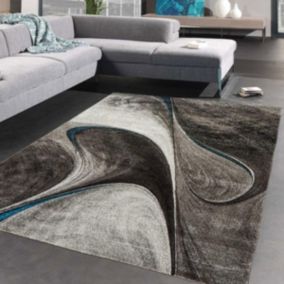 tapis entrée 40x60 tissé noir rectangle motif géométrique MADILA