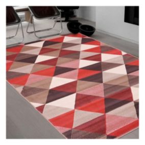 tapis entrée 60x110 tissé corail rectangle motif géométrique AF1 TRIANGLE