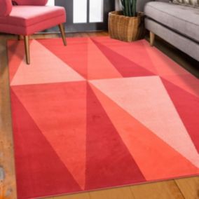 tapis entrée 60x110 tissé rouge rectangle motif géométrique AF1 BIGTRI