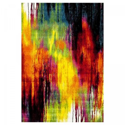 Tapis entrée tissé motif géométrique LYN8 BELO 1, multicolore