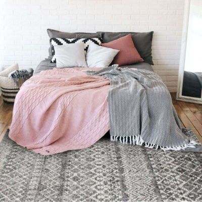 Tapis esprit scandinave à motifs ethniques gris foncé 160x230