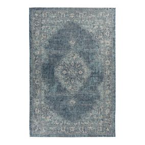 Tapis ethnique en polypropylène adapté à l'extérieur Oslo 170x120 CM - Bleu marine