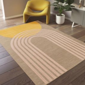 Tapis extérieur 120x170 tissé kilim beige et jaune LUMIERE 8