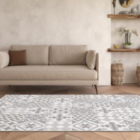 Tapis extérieur 120x170 tissé kilim crème IRISA 3