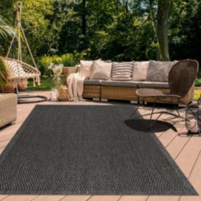 Tapis extérieur 120x170 tissé kilim gris SUNSAU 7