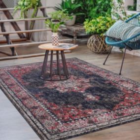 Tapis extérieur 120x170 tissé kilim rouge et brun OZLEM