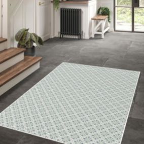 Tapis extérieur 120x170 tissé kilim vert CASADA 10