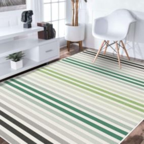 Tapis extérieur 120x170 tissé kilim vert et crème CASADA 2