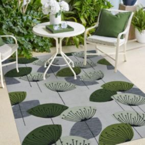 Tapis extérieur 140x200 tissé kilim gris et vert DANDELEXT