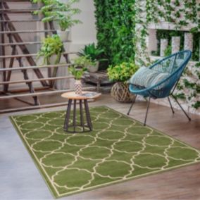 Tapis extérieur 140x200 tissé kilim vert KUMA