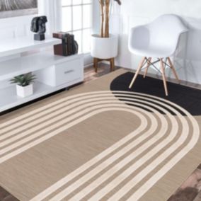 Tapis extérieur 160x230 tissé kilim beige et crème LUMIERE 8