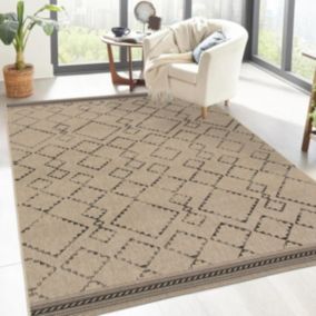 Tapis extérieur 160x230 tissé kilim beige et marron BOTANI 4