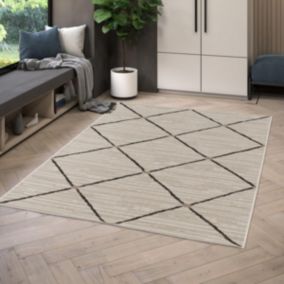 Tapis extérieur 200x290 tissé kilim gris et noir ENANTA 2