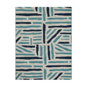 Tapis extérieur - 70x140cm - bleu - 100% polypropylène résistant aux UV - 1200 gr/m2 - 204 000 Points/m² - GAYA