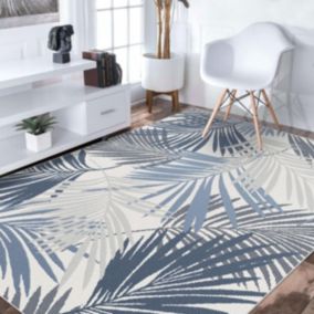 Tapis extérieur 80x150 tissé kilim gris et bleu CASADA 15