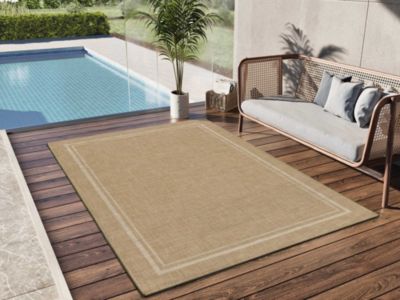 Tapis extérieur ATTICGO beige rectangulaire géométrique effet jute 80x150 cm GUINEA