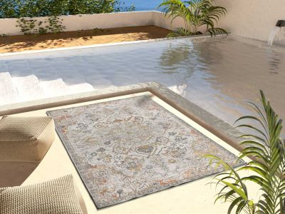 Tapis extérieur ATTICGO beige rectangulaire vintage oriental 80x150 cm SAMARA