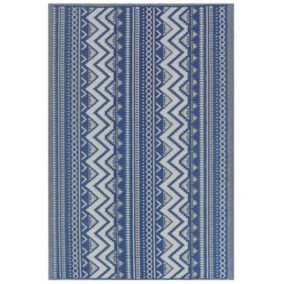 Tapis extérieur au motif zigzag bleu 120 x 180 cm NAGPUR