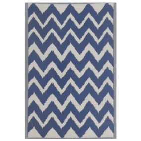 Tapis extérieur au motif zigzag bleu marine 120 x 180 cm SIRSA