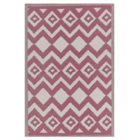 Tapis extérieur au motif zigzag rose 120 x 180 cm DEWAS