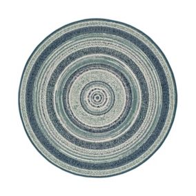 Tapis extérieur bleu rond diam.120 cm VERDI intérieur-extérieur - ATTICGO