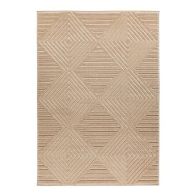 Tapis extérieur et intérieur 3D moderne graphique Bianca 170x120 CM - Beige