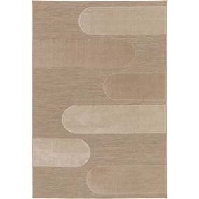 Tapis extérieur et intérieur en relief - Capri - Marron et beige - 120 x 170 cm