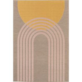 Tapis extérieur et intérieur en relief - Luna - Beige, jaune, rose - 120 x 170 cm