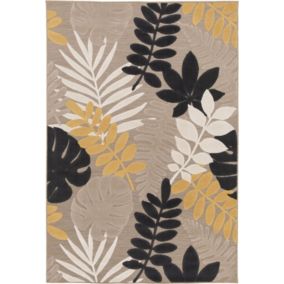 Tapis extérieur et intérieur en relief - Palmera - Beige et noir - 160 x 230 cm