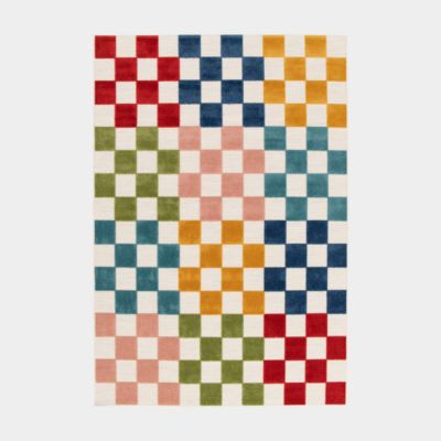 Tapis extérieur et intérieur motif damier - Petit Marius - Multicolore - 160 x 230 cm