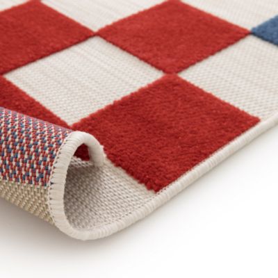 Tapis extérieur et intérieur motif damier - Petit Marius - Multicolore - 160 x 230 cm