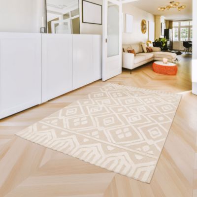 Tapis extérieur et intérieur motif ethnique - Brasilia - Crème - 120 x 170 cm